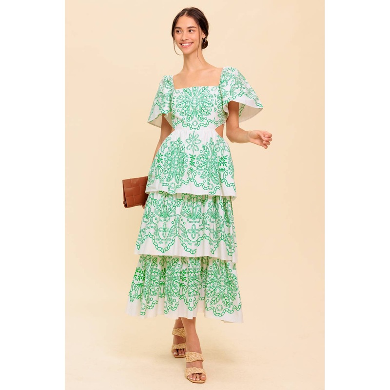 SHE’S A VISION WOVEN MIDI DRESS