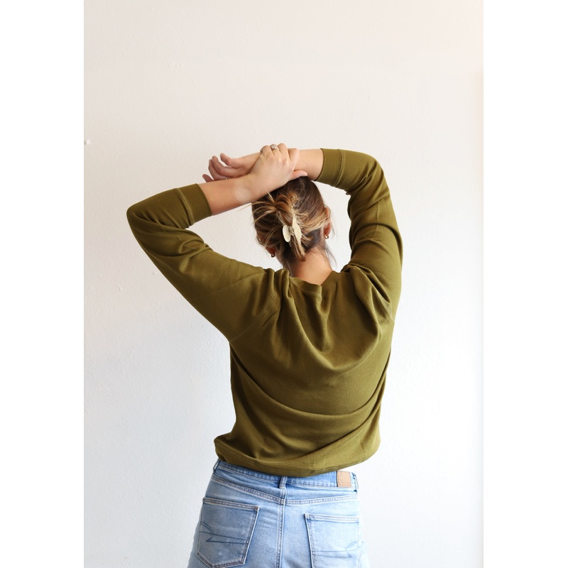 Adult Waffle Pullover Fir Green