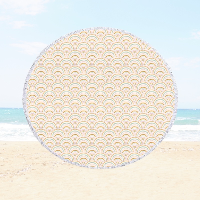 Boho Rainbows Round Beach Towel Blanket