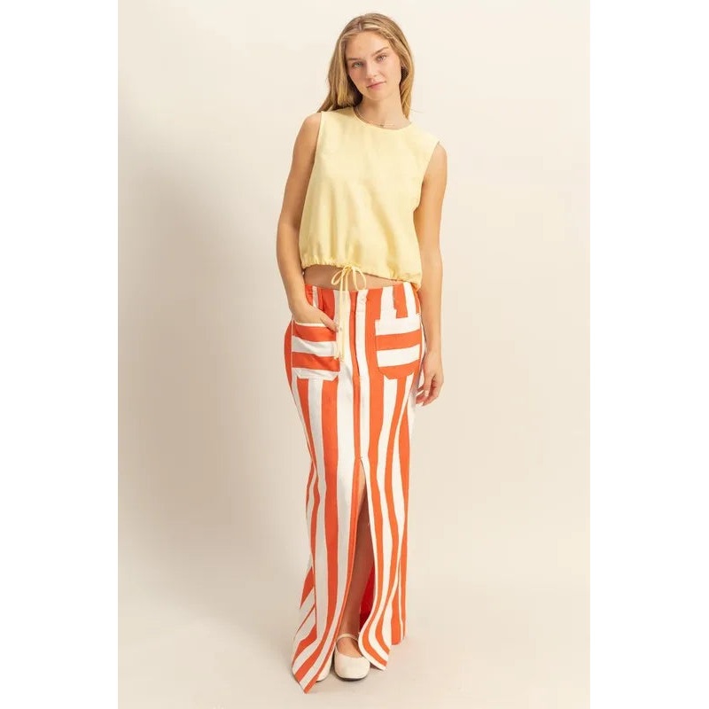 Striped Pocket Detail Maxi Skirt