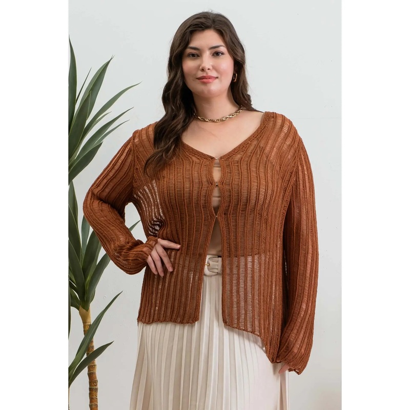 Copper Crochet Knit Cardigan|XL|2XL|3XL