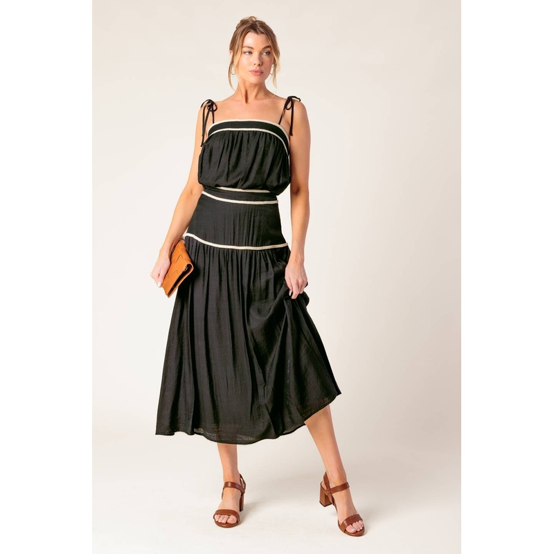 DIVIDE AND CONTOUR WOVEN TOP AND SKIRT SET