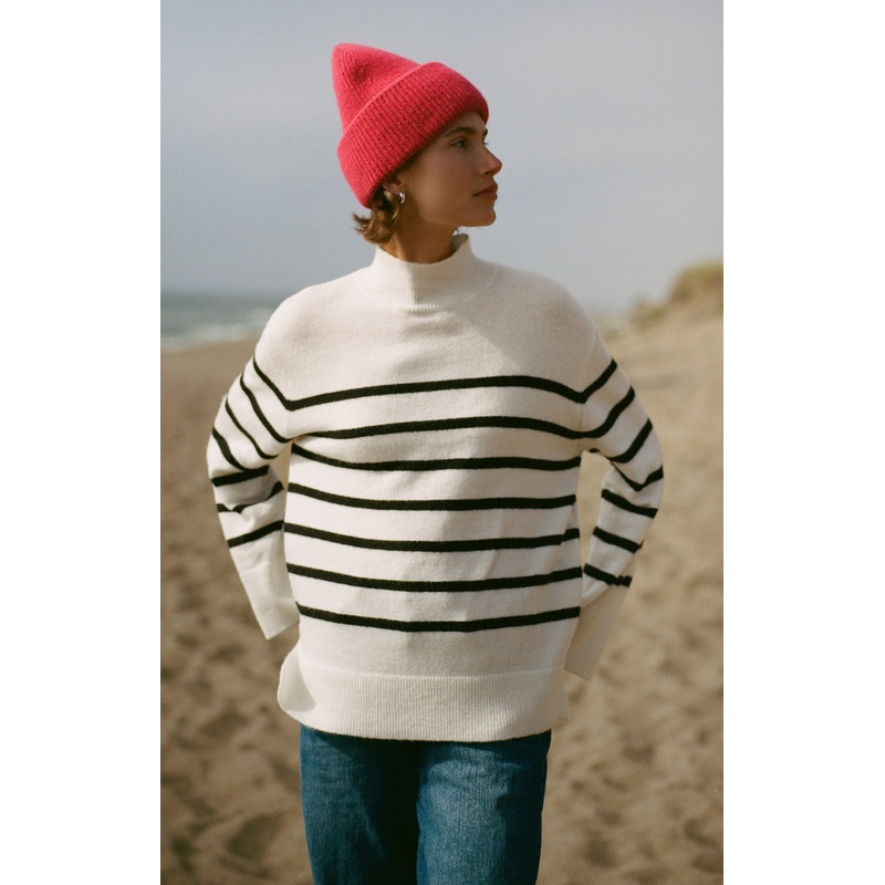 FIN STRIPE TURTLENECK SWEATER|X-Small|Small|Medium|Large|X-Large|Sea Salt|Heather Grey *FS
