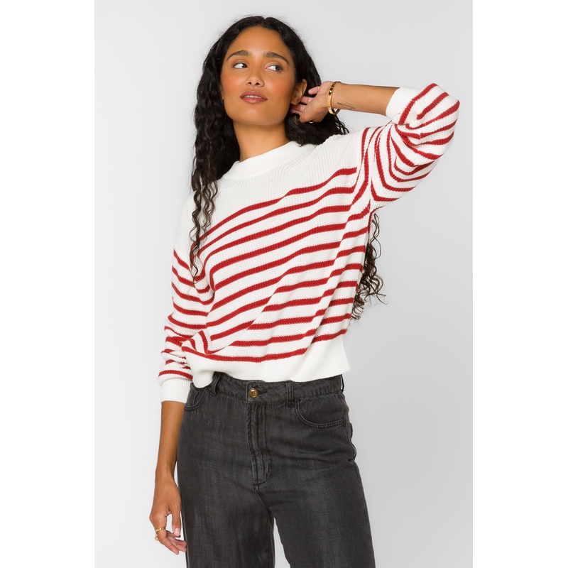 MARGOT RED STRIPE SWEATER|XS|Small|Medium|Large|XL|Rusty Brown