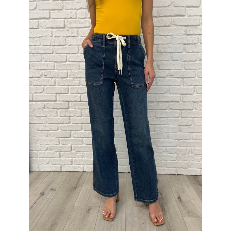 Melanie High Rise Drawstring Wide Leg Jeans (Online Exclusive)