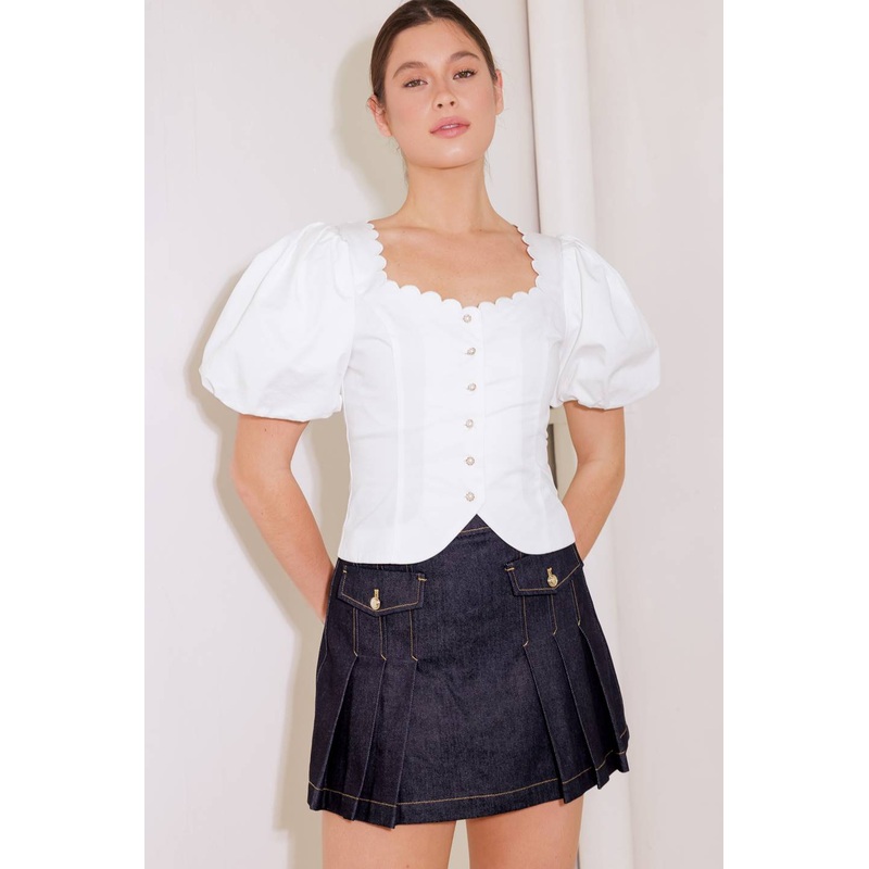 NEVER ORDINARY WHITE WOVEN TOP