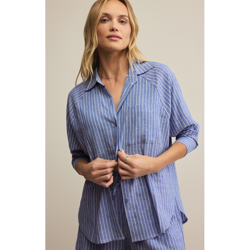 PERFECT LINEN STRIPE TOP|X-Small|Small|Medium|Large|X-Large|Amparo Blue|Black|Boathouse|Cement|Fern|Palace Blue|Pebble Moon|Persimmon|Sea Salt|True Navy