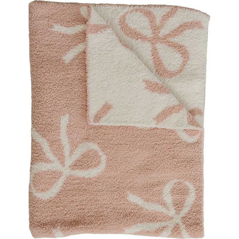 Pink Bow Plush Blanket|Lovey 15X20|Baby Blanket 30X40|Child/Adult 45X60