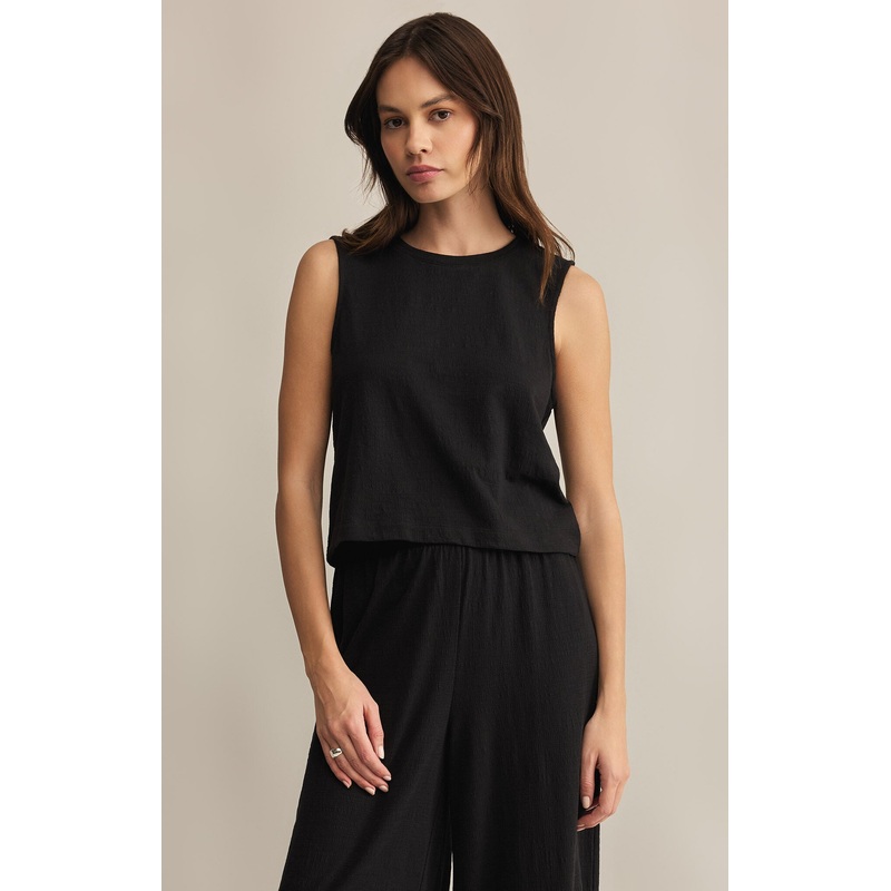 SLOANE TEXTURED TOP|X-Small|Small|Medium|Large|X-Large|Black|Worn Blue