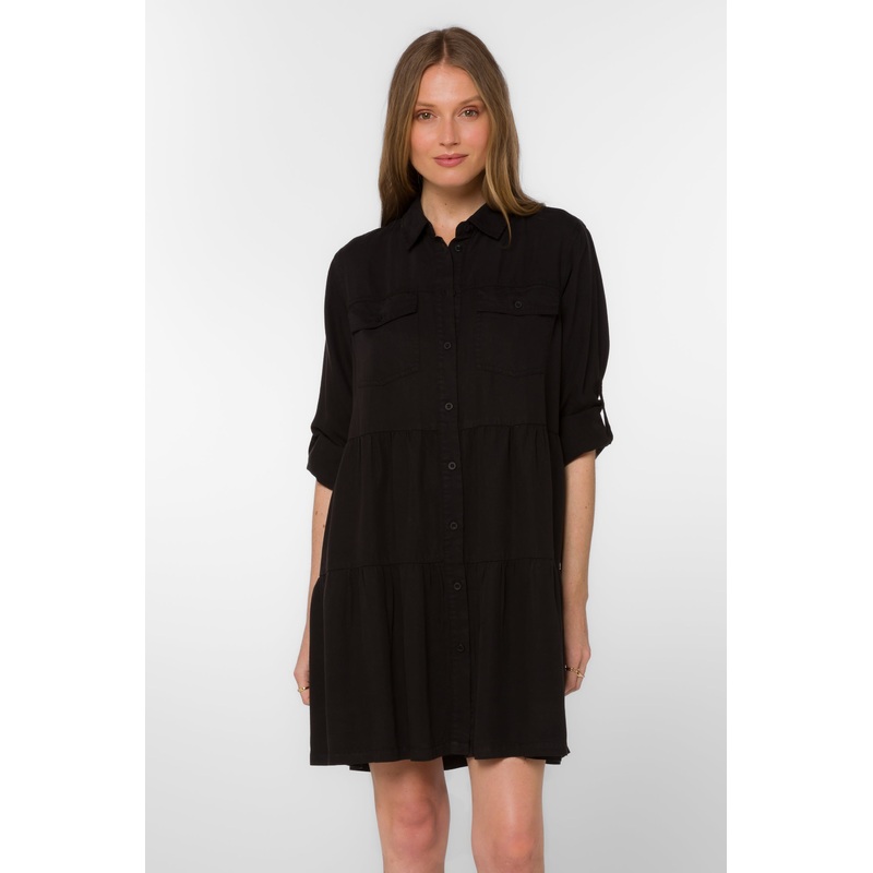 UB BASICS: BREE TENCEL DRESS|X-Small|Small|Medium|Large|X-Large|Black|French Navy|Gray