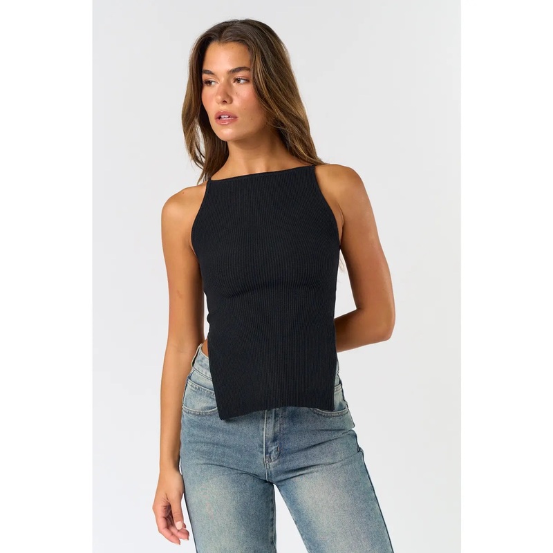 Viola Rib Knit Tank|Black|White|Small|Medium|Large