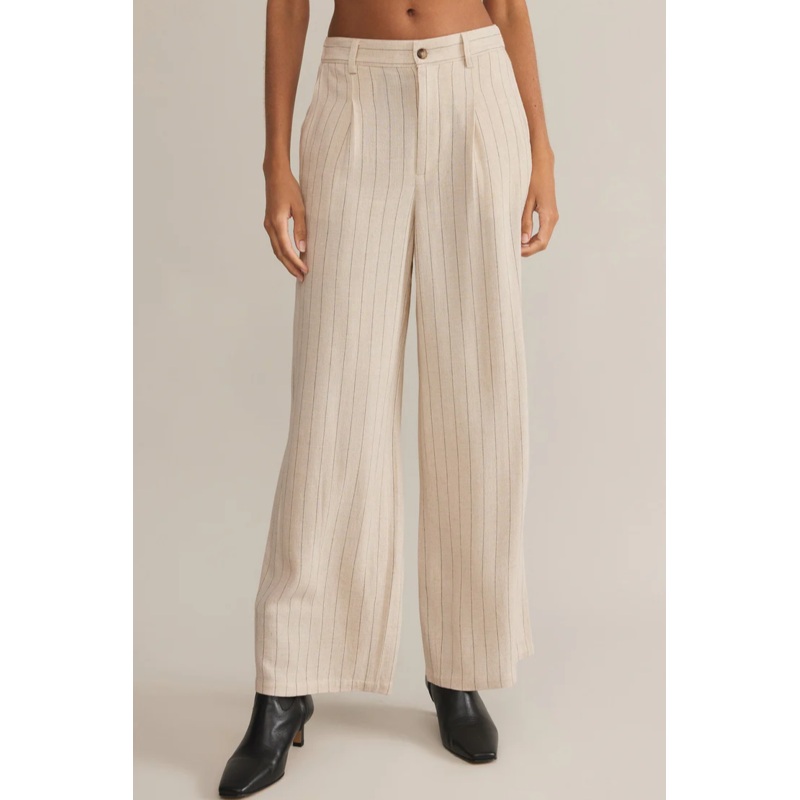 Bennett Pinstripe Pant|Flax|XS|S|M|L|XL