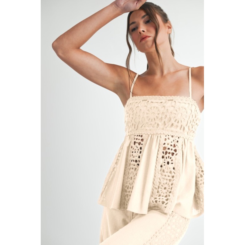 Crochet Det Babydoll Top|Ivory|S|M|L