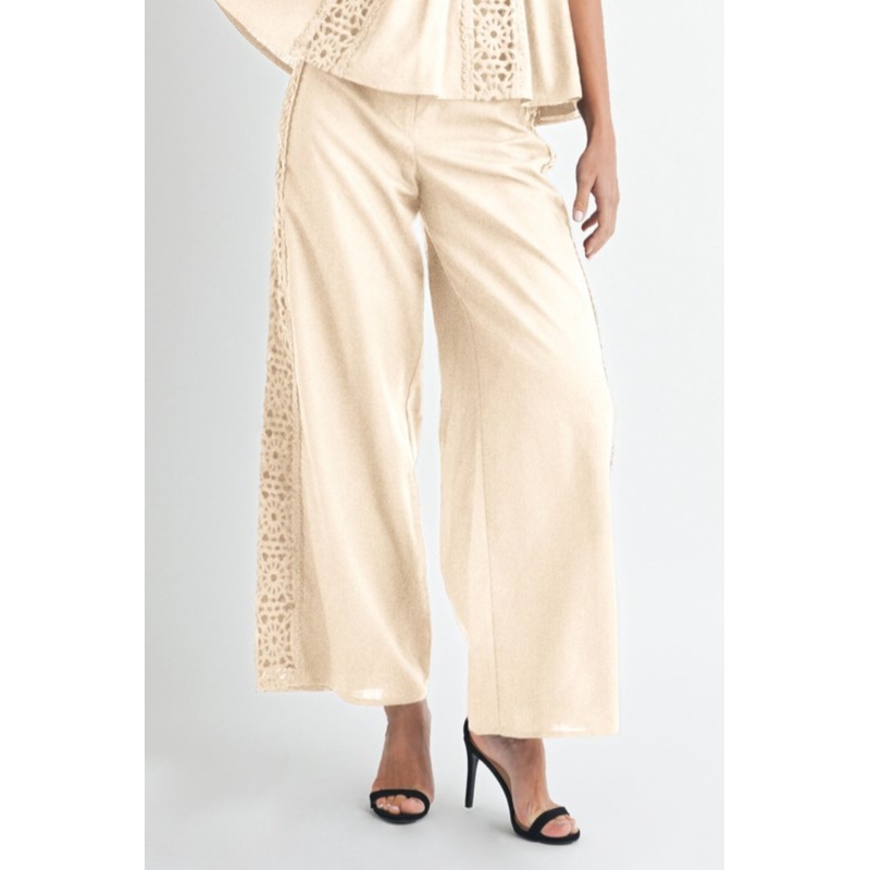 Crochet Detail Pant|Ivory|S|M|L
