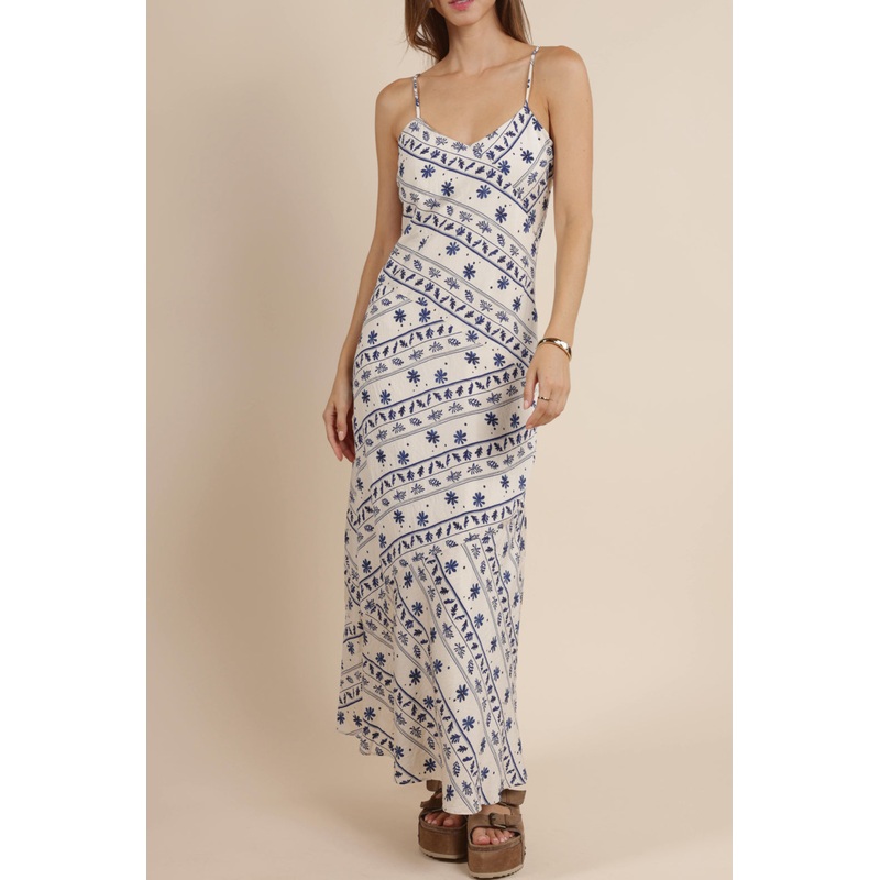 GREAT SPRING MAXI SLIP DRESS|IVORY NAVY|XS|S|M|L