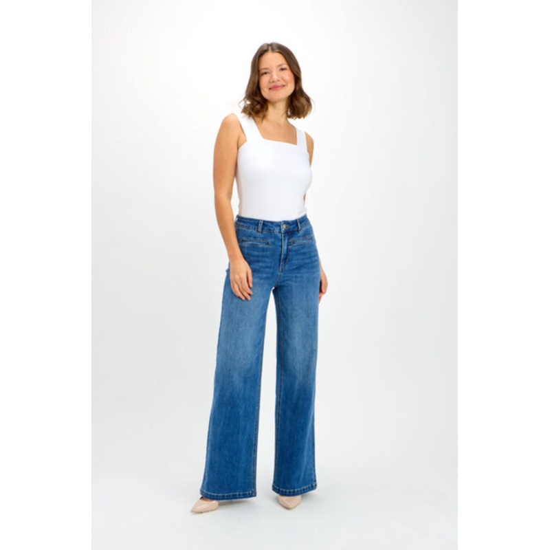 High Waist Wide Leg Jean|Blue|S|M|L|XL|1XL