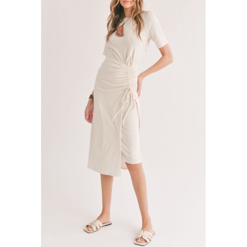 KNIT MIDI DRESS|IVORY|S|M|L|XS