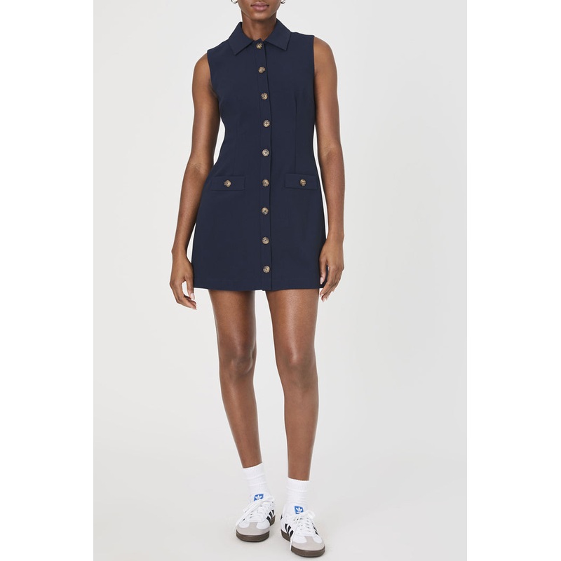 Azra Twill Button Dress|Marine|4|6|8