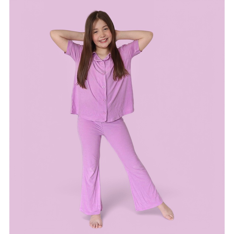 FOREVER LILAC RIB DREAM GIRL’S FLARE SET