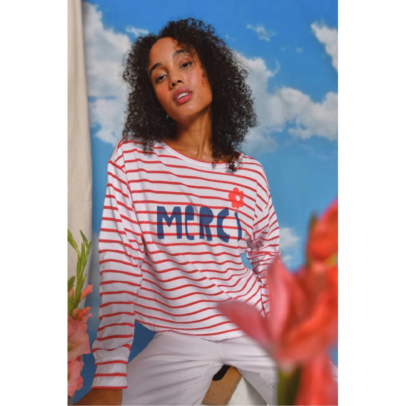 Merci Crew Pullover|White|XS|S|M