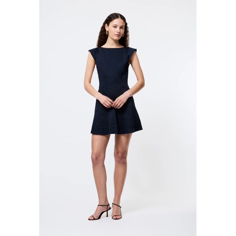 Multi Seam Sateen Dress- Marine