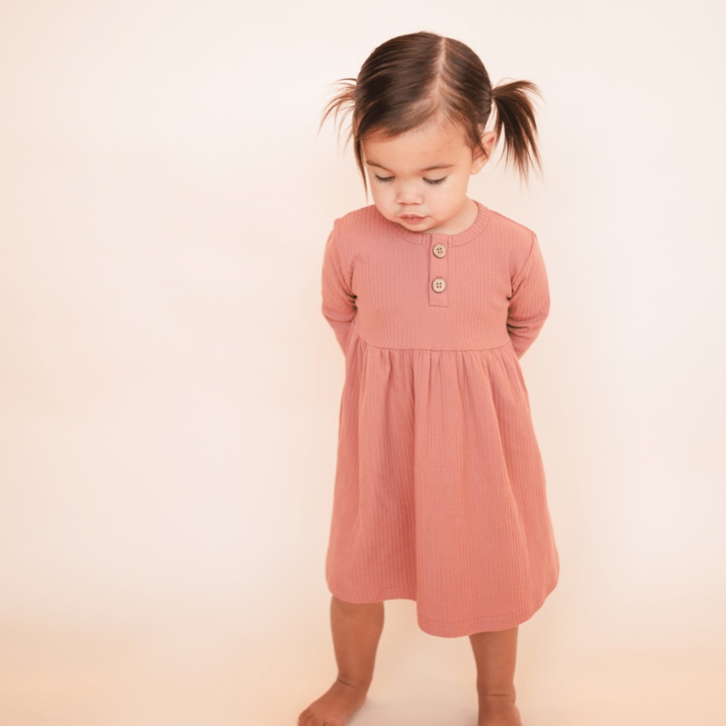 Organic Ribbed Cotton Dress|6-12m|12-18m|18-24m|2-3y|4-5y|6-7y