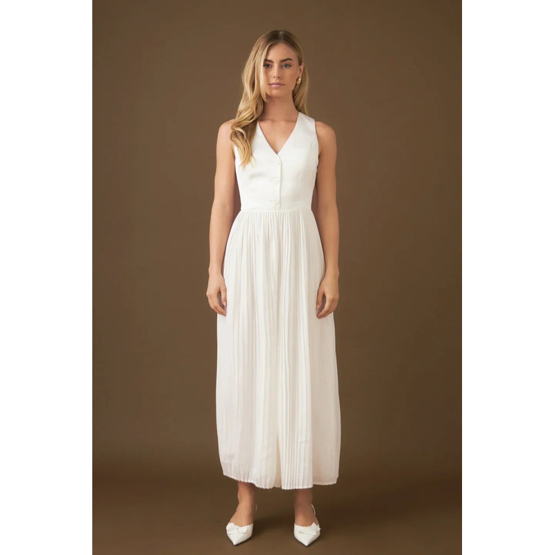 Pleated Jumpsuit|Cream|XS|S|M|L