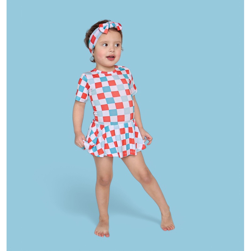 USA CHECKERS DREAM BODYSUIT DRESS