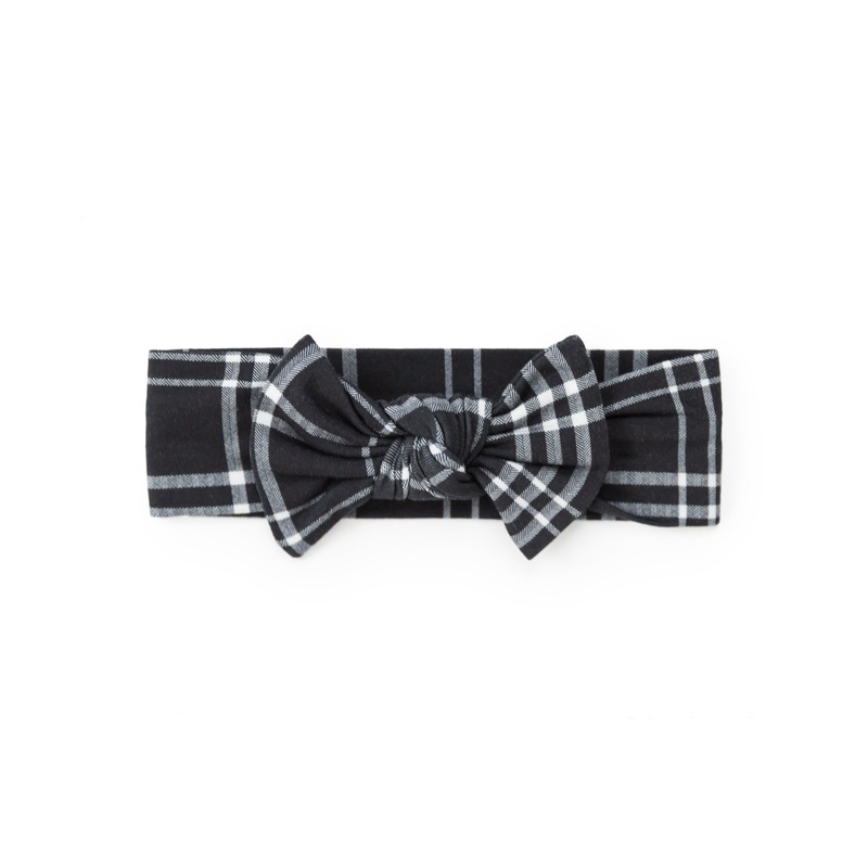 Black Plaid Headband Bow