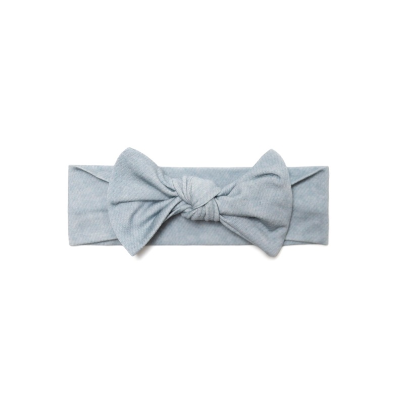 Light Blue Denim Print Headband Bow