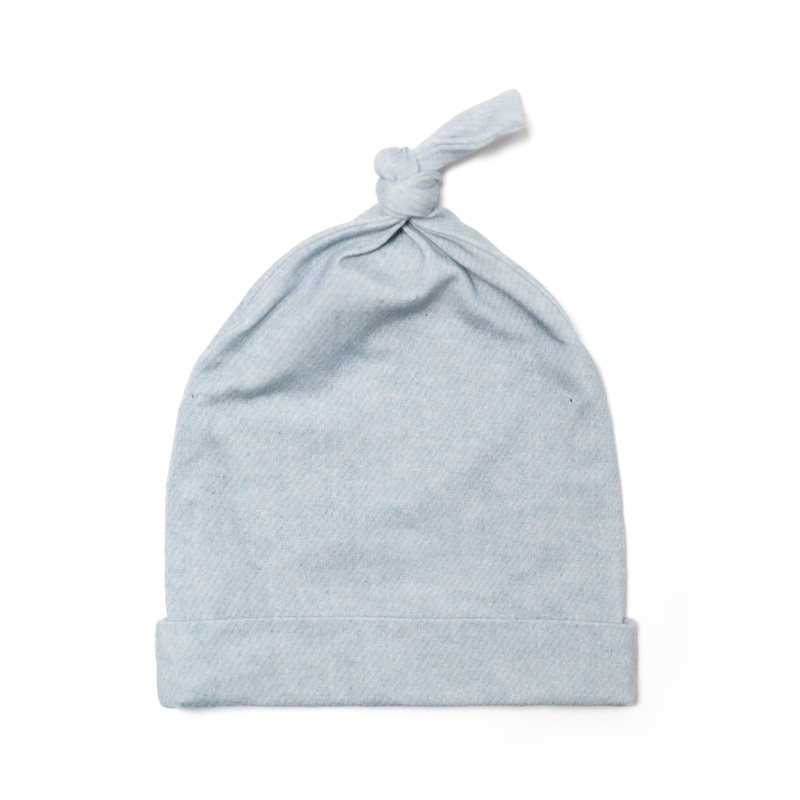 Light Blue Denim Print Knotted Beanie