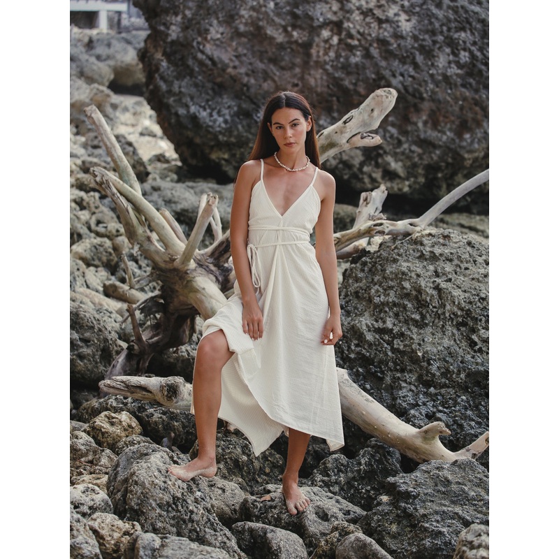 Sage Maxi Dress – Gold Stripes