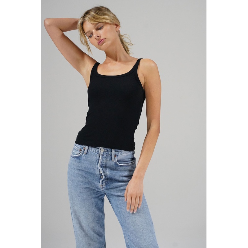 LNA Timeless Ribbed Tank Black
