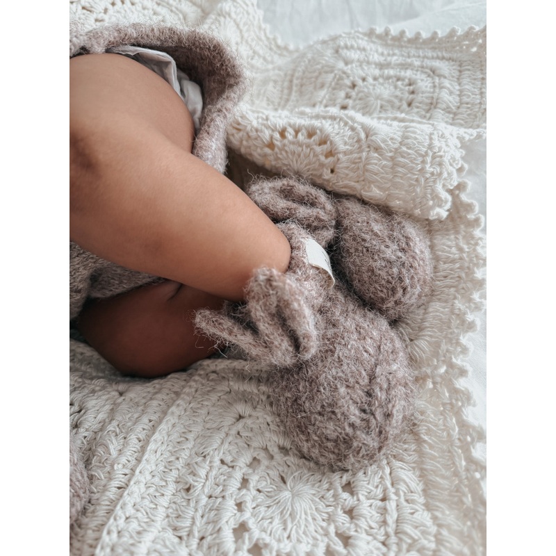 Luna + Luca Bunny Ear Booties|0-3m|3-6m|6-12m|Bunny Brown