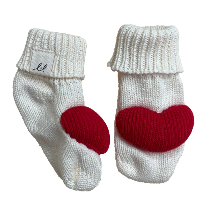 Luna + Luca Heart Booties|0-3m|3-6m|Cream