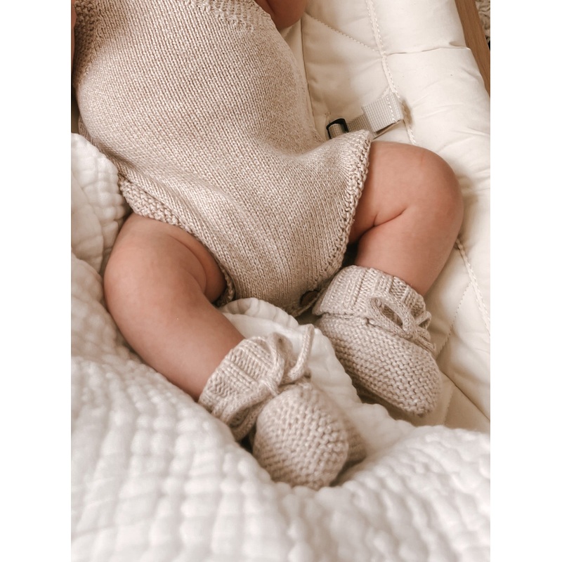 Luna + Luca Organic Booties – Heather Beige
