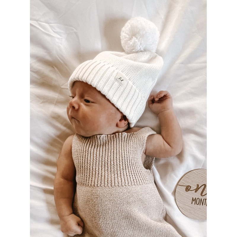 Luna + Luca Pom Beanie – White
