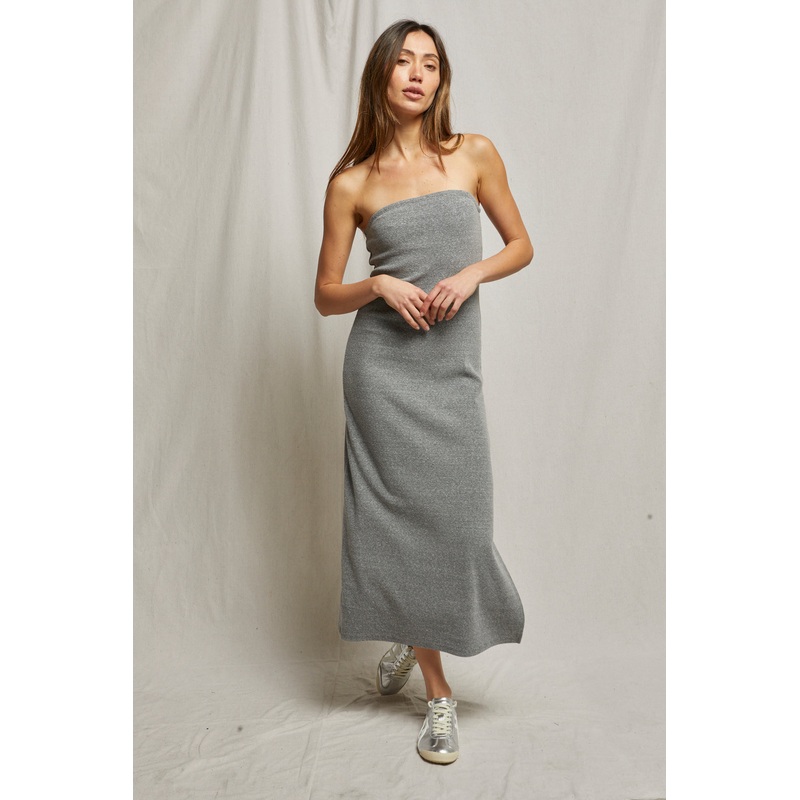 Nadine Strapless Dress in Heather Grey