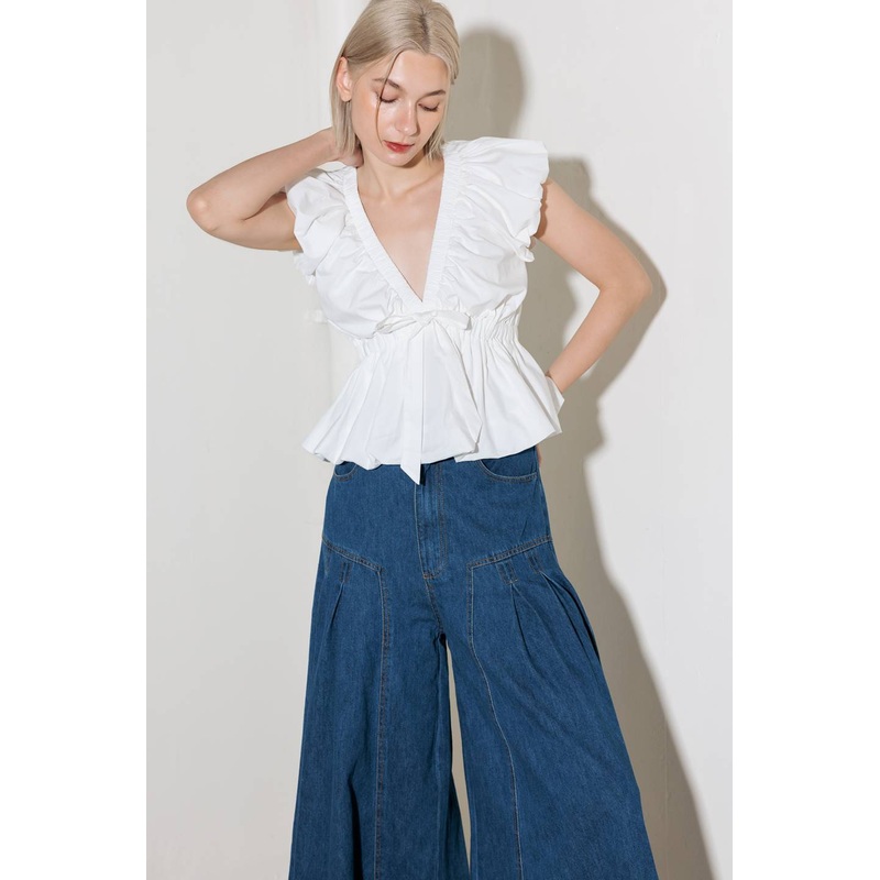 SLOW DOWN IN WHITE WOVEN TOP|WHITE|S|M|L