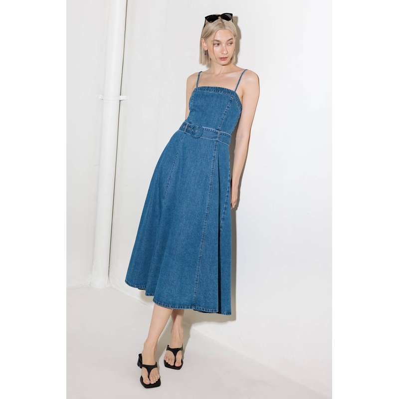 TRULY ENCHANTED DENIM MIDI DRESS