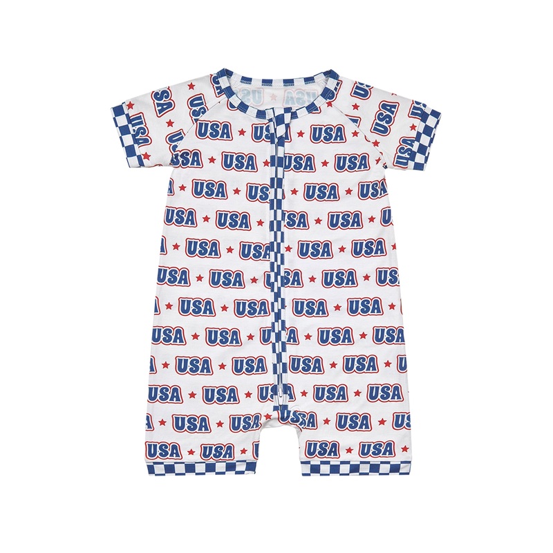 Bamboo Shorty Romper | USA|0-3M|3-6M|6-12M|12-18M|18-24M|2T