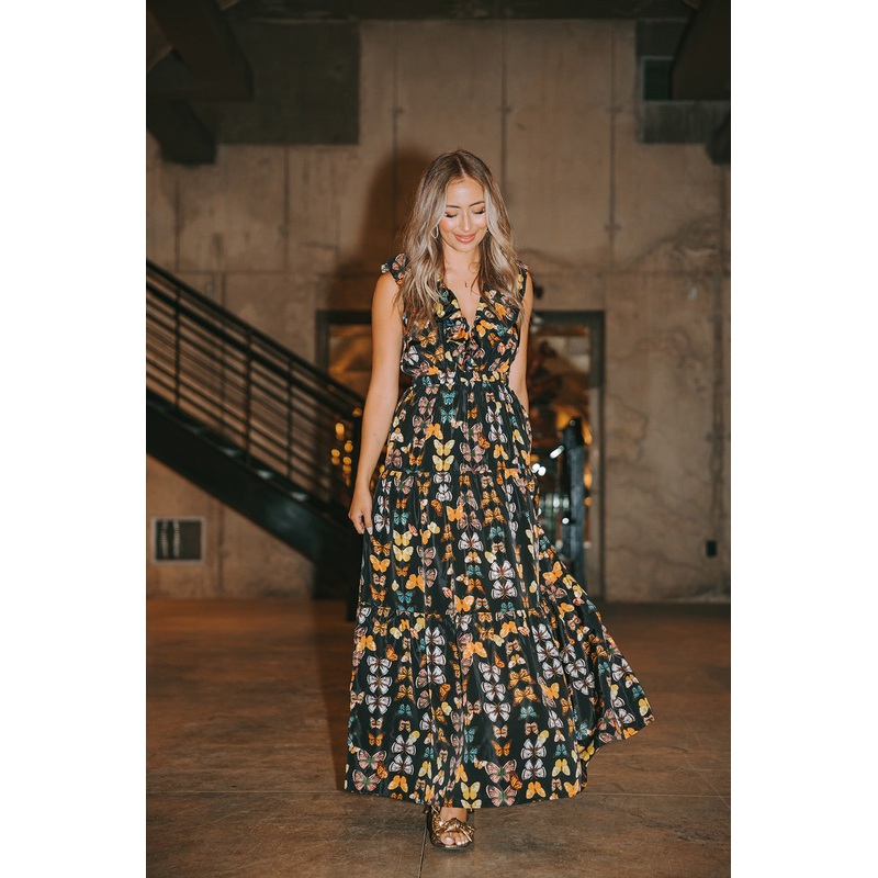 Crawford Ruffle Sleeve Maxi Dress – Mariposa