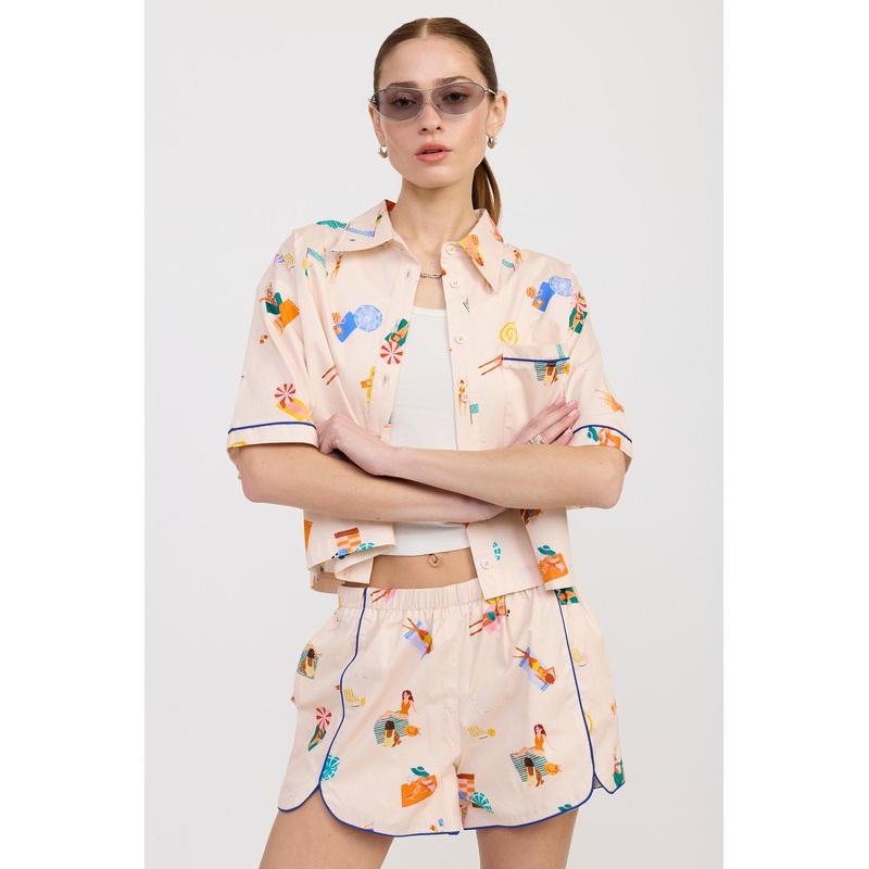 CROPPED OVERSIZE BUTTON UP TOP