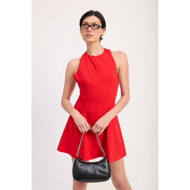 HALTER NECK MINI DRESS WITH OPEN BACK