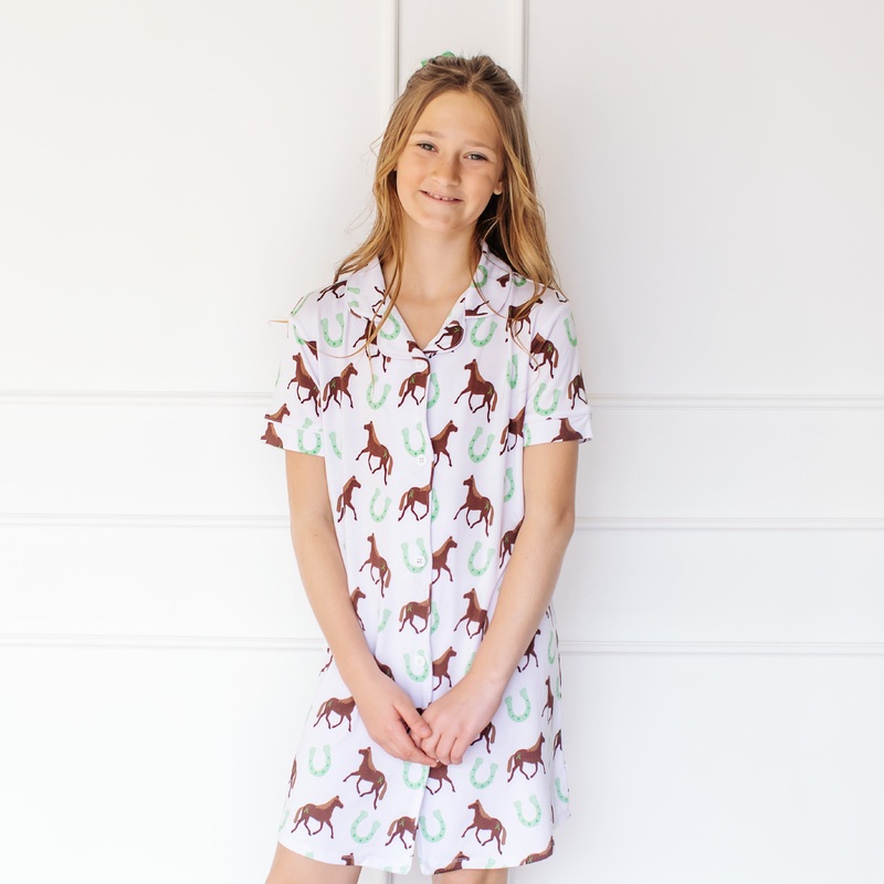 LUCKY Horse Button down Gown|2t/3t|4t/5t|6/7|8/9|10/12