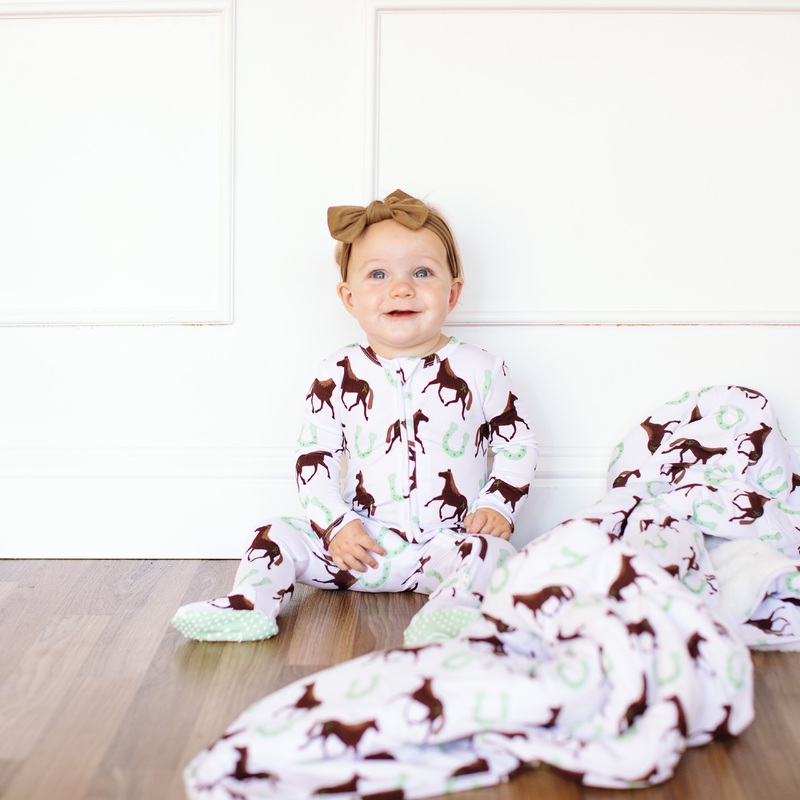 LUCKY Horse Footed Onesie|NB|0-3 Months|3-6 Months|6-9 Months|9-12 Months|12-18 Months|18-24 Months
