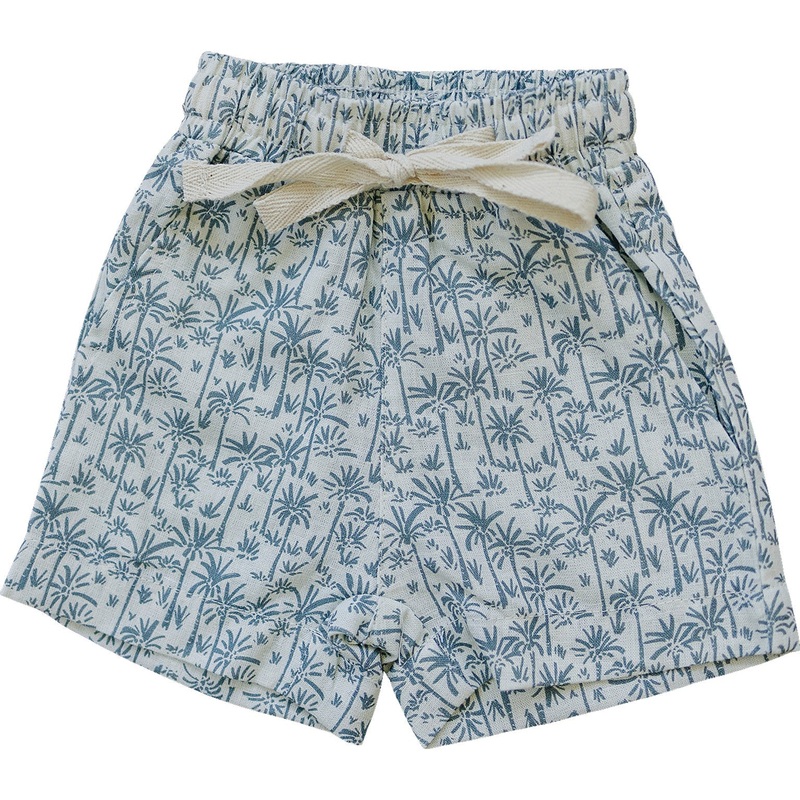 Palm Tree Linen Cotton Shorts|0-3|3-6|6-12|18|2T|3T|4T|5T/6Y|7Y/8Y|9Y/10Y