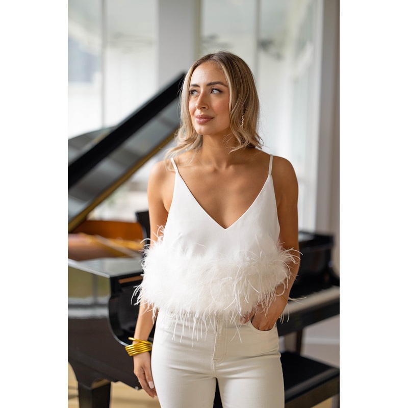 Reno Feather Tank Top – White|XS|S|M|L|XL|White