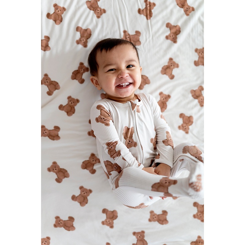 Ribbed Bear Footed Onesie|NB|0/3m|3/6m|6/9m|9/12m|12/18m|18/24m
