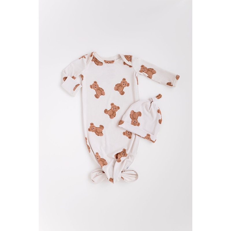 Ribbed Bear Knotted Gown|One Size